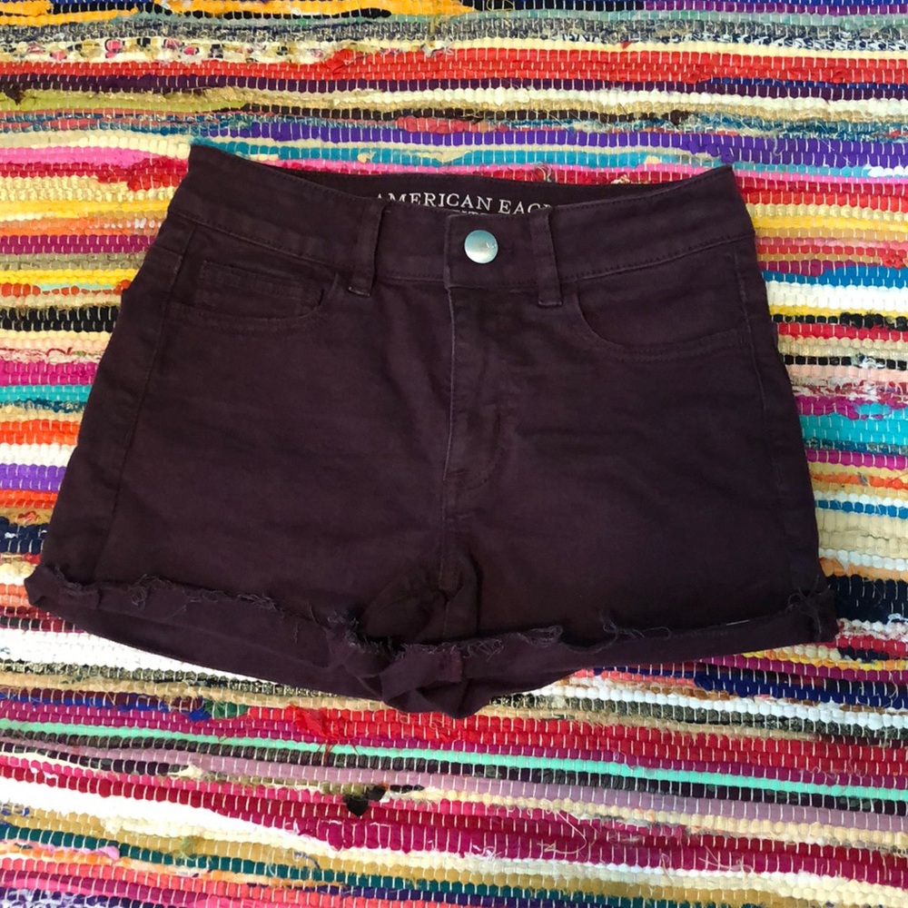 Burgundy jean shorts